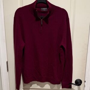 Fine Cashmere Maroon quarter Zip-Up Sweater